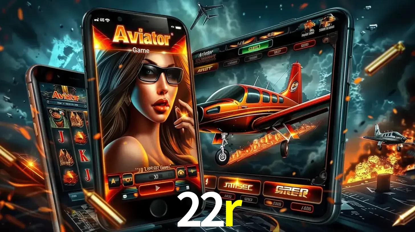 O popular jogo de apostas Aviator exibido em vários celulares e tablets, mostrando a interface emocionante e a ação de voo disponíveis para jogar agora no 22r.