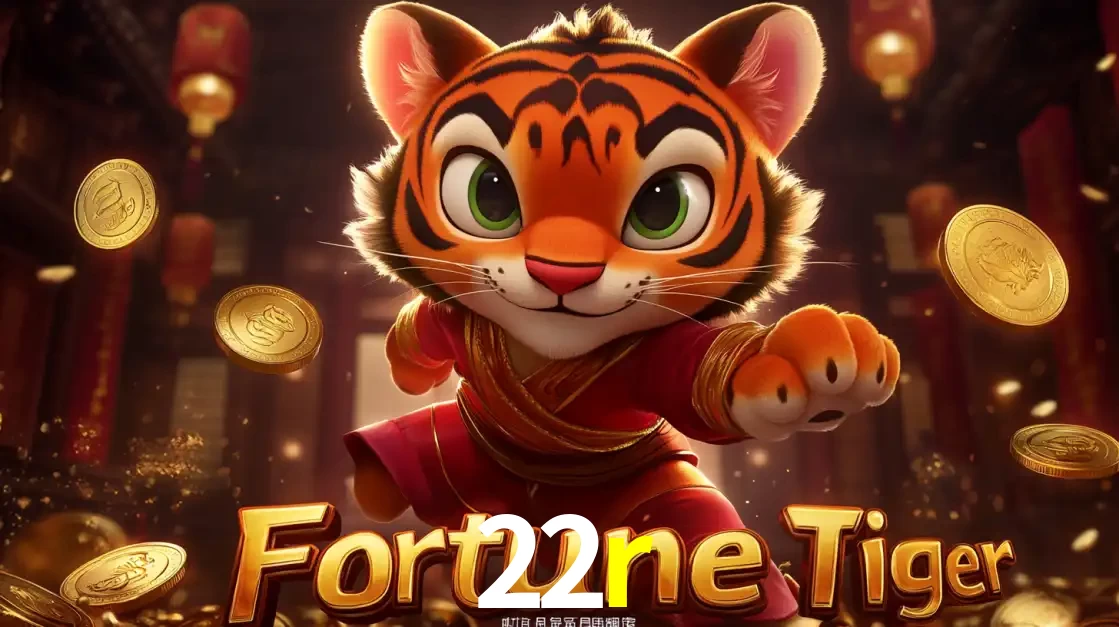 O carismático mascote do jogo de slot Fortune Tiger, um tigre fofo em pose de artes marciais, pronto para trazer sorte e multiplicadores de ganhos no cassino online 22r.