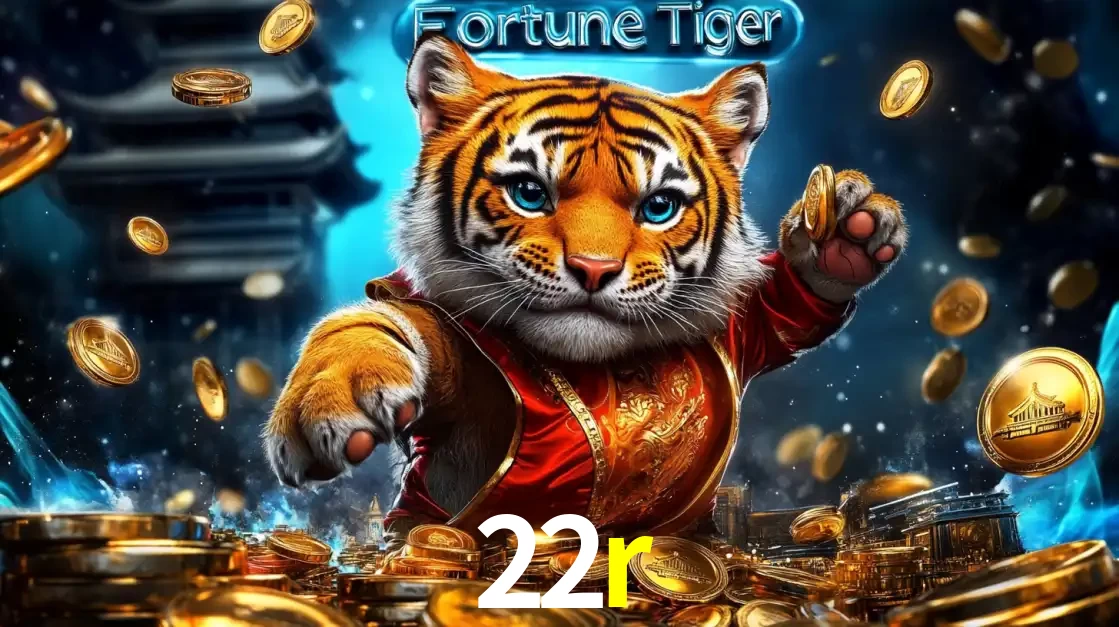 Imagem promocional do jogo de slot Fortune Tiger, com um tigre majestoso em traje tradicional cercado por uma fortuna em moedas de ouro, disponível agora no cassino 22r.
